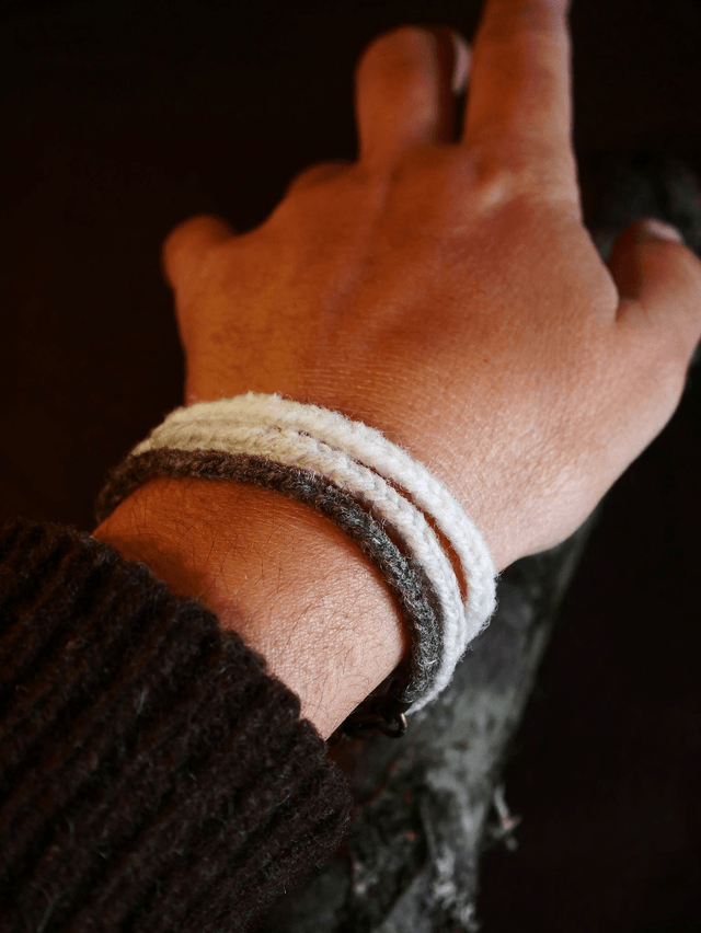 Bracelet RELIANCE laine Grège Double